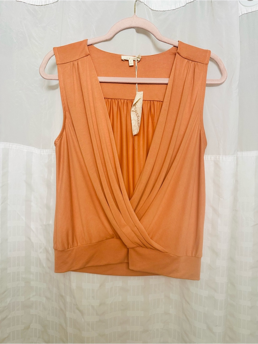 NWT Mystree Draped Wrap Style Sleeveless Top in Orange Peach S M